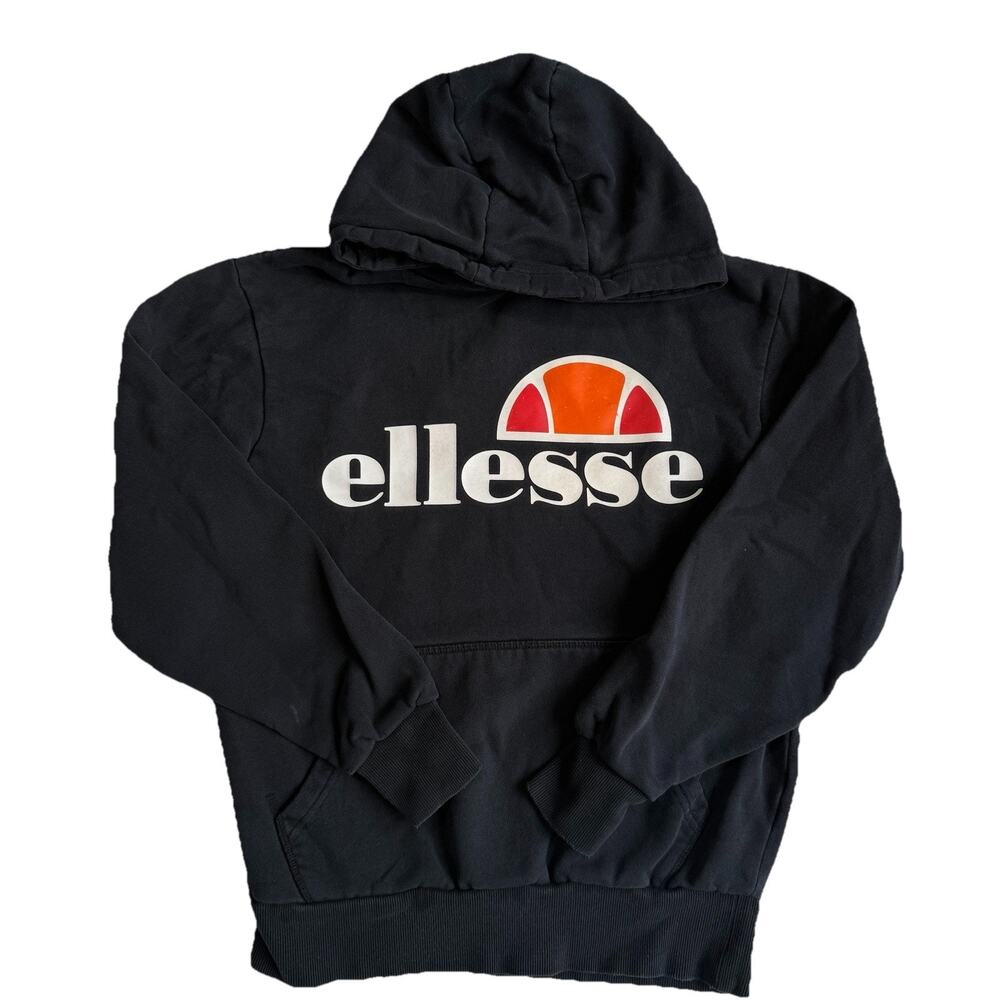 Awesome - Ellesse - Gottero Black Raised Letting Pullover Hoodie - Men's XS